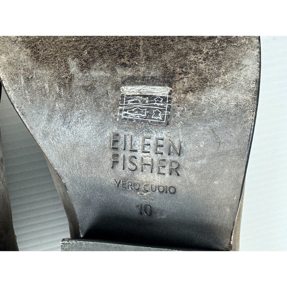 Eileen Fisher Ives Tumbled Nubuck Bootie Women 10 EUC Zip Closure Leather Ankle - Picture 8 of 11